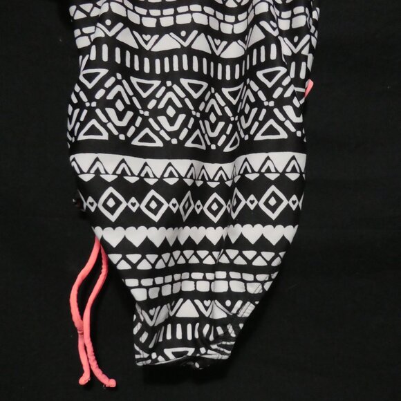 One-Shoulder Black, White, and Pink One Piece Swimsuit With Ruffles | 7-8 years - Picture 12 of 13